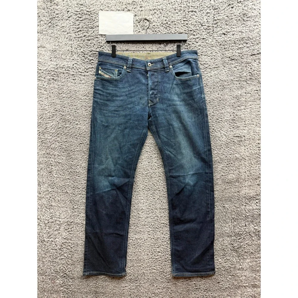 Diesel Larkee Regular Straight Leg Button-Fly Denim Jeans Blue Mens Size 34 x 32